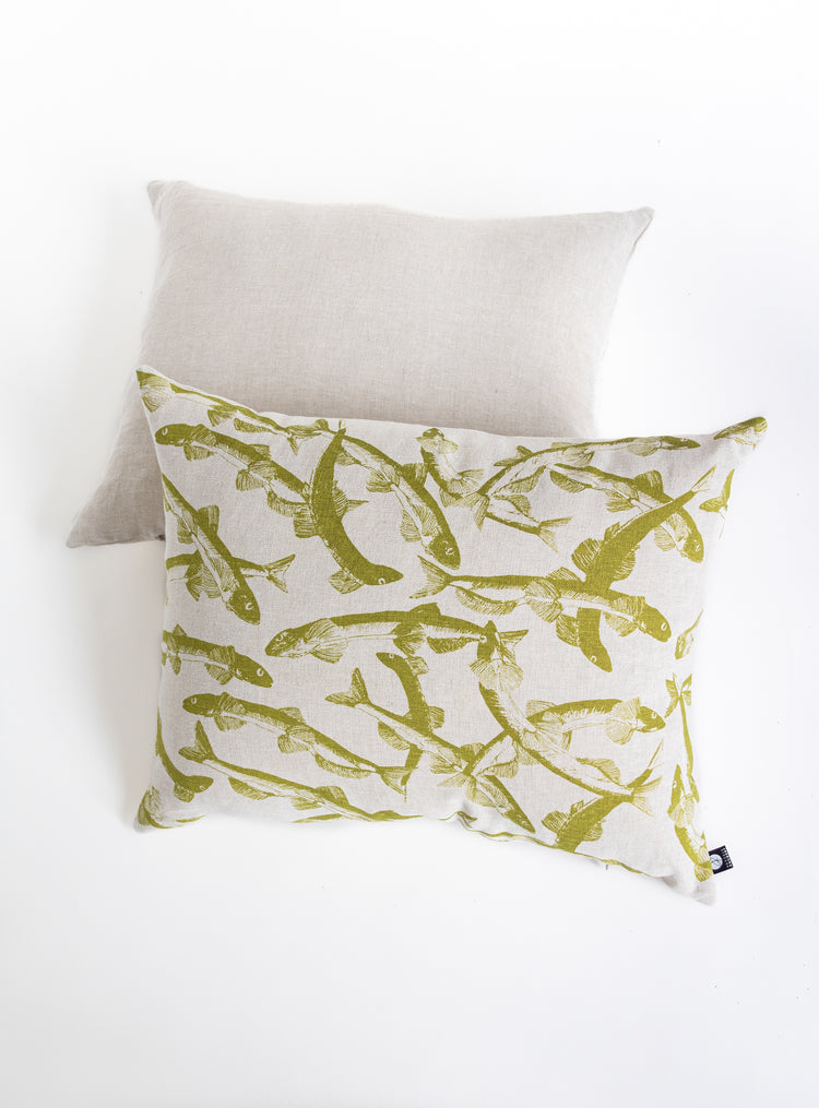 Coussin en lin Motif Capelans vert