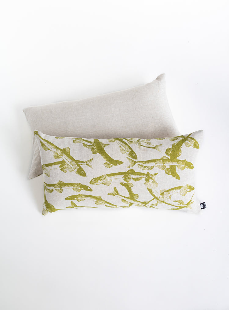 Coussin en lin Motif Capelans vert