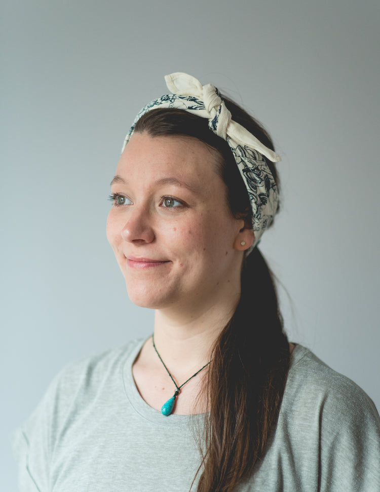 Bandana motif paella écru