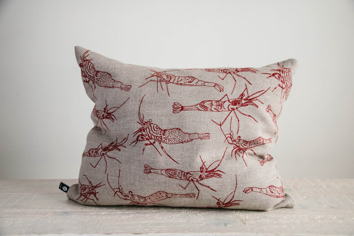 Coussin motif crevettes rouges 16''x 20''