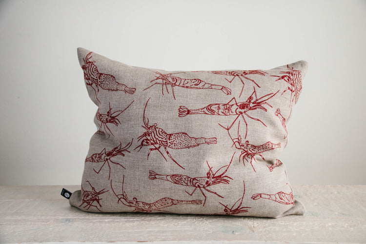 Coussin motif crevettes rouges 16''x 20''