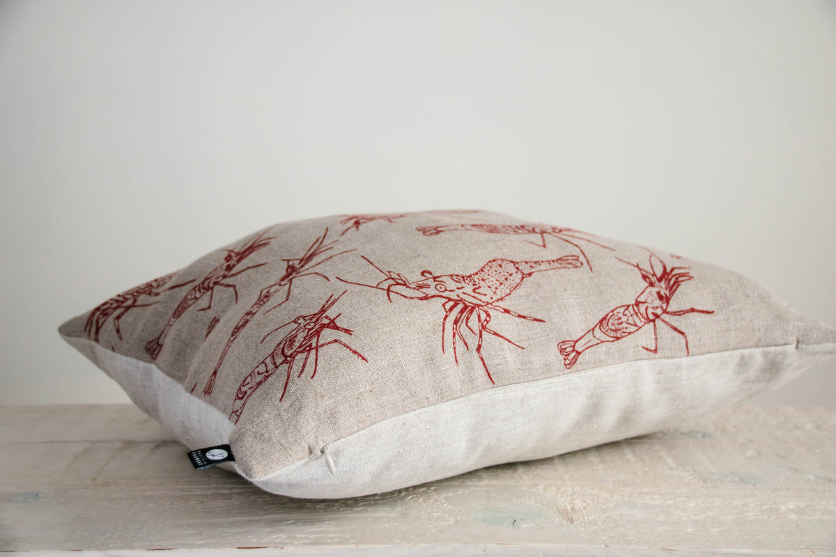 Coussin motif crevettes rouges 16''x 20''