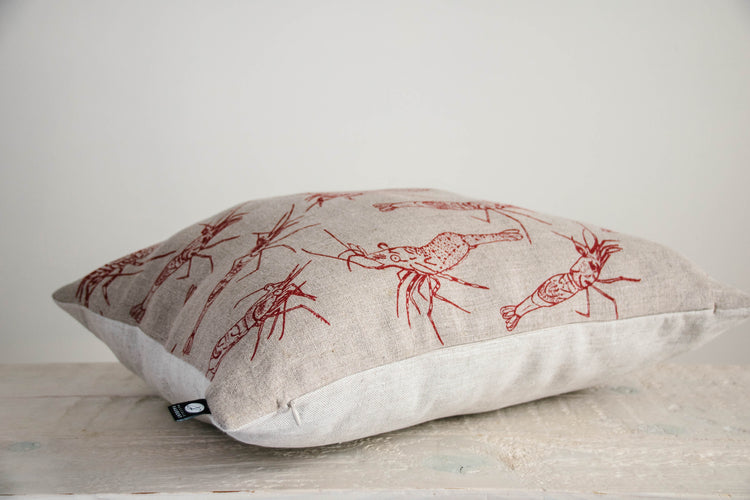 Coussin motif crevettes rouges 16''x 20''